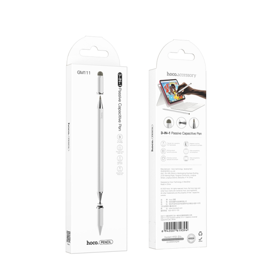 Стилус HOCO GM111 Cool dynamic series 3-in-1 passive universal capacitive pen White Київ