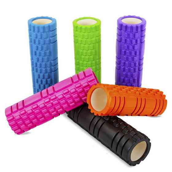 Масажний валик для йоги 29*9,5 см Вишневе