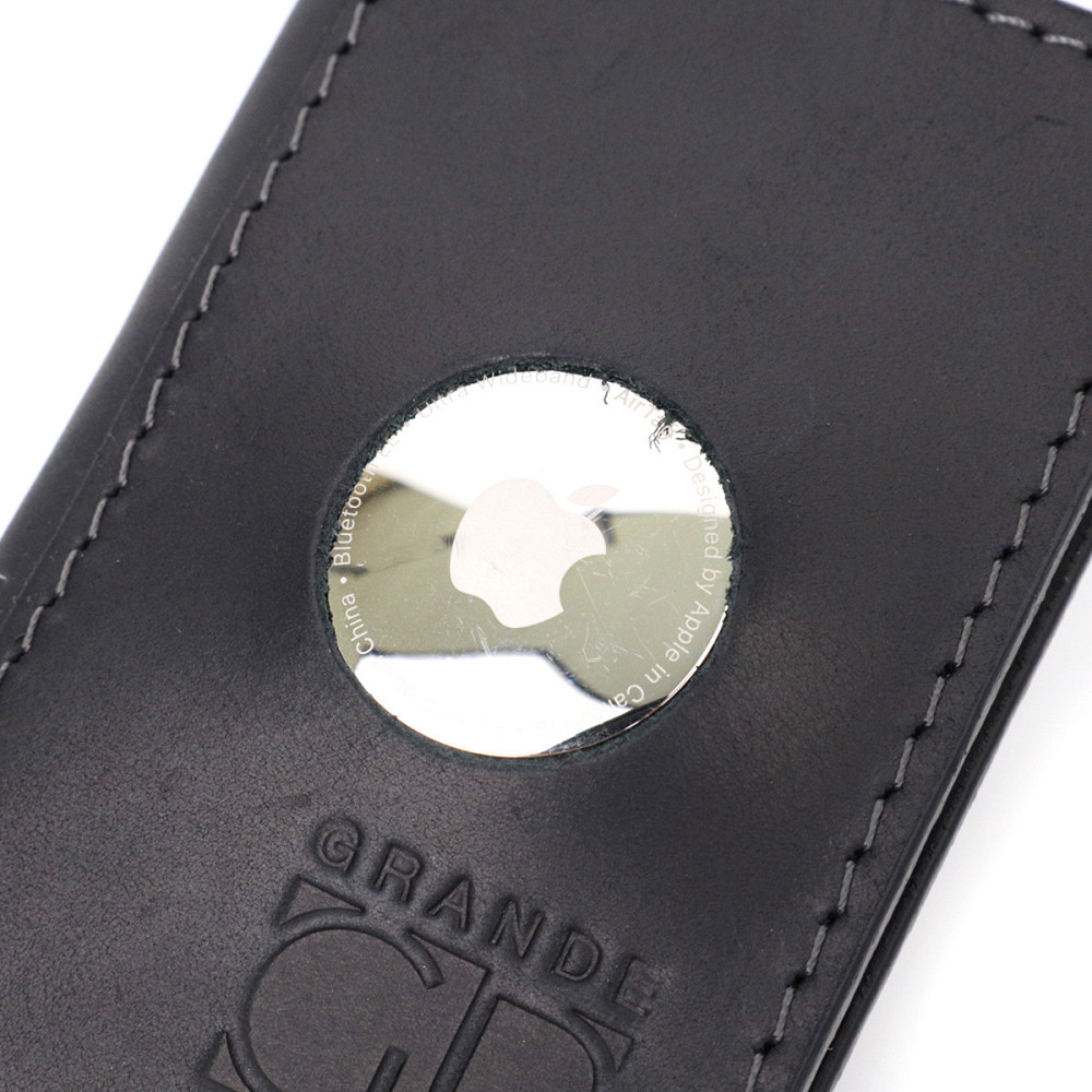 Надійний картхолдер з утримувачем для Apple AirTag з натуральної шкіри GRANDE PELLE 11605 Чорний Київ - фото 3