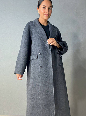 Пальто женское Lady Yep 85098 длинное оверсайз шерстяное двухбортное серое, серый, M Киев - изображение 18