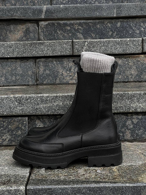 Черевики жіночі KATI SHOES чорні натуральна шкіра зима висота 19 см (5712) Коломыя - изображение 3