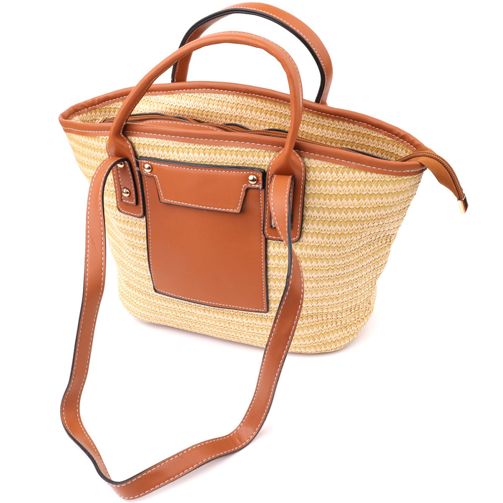 Містка жіноча сумка на літо з якісного текстилю Vintage sale_15137 Коричневий Київ - фото 2