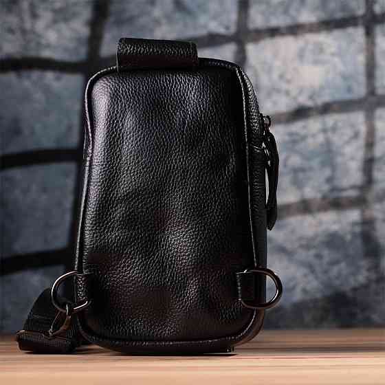 Небольшая слинг сумка для мужчин из натуральной кожи Vintage sale_15105 Черный Киев