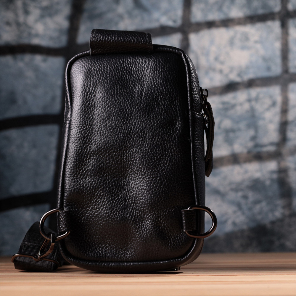 Невелика слінг сумка для чоловіків з натуральної шкіри Vintage sale_15105 Чорний Київ - фото 2