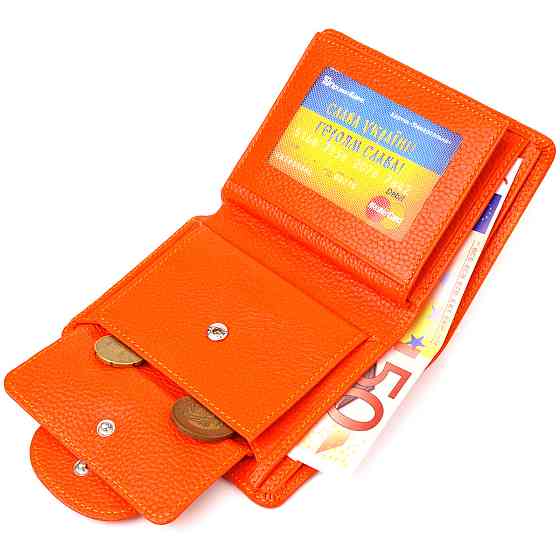 Унікальний вертикальний гаманець з натуральної шкіри CANPELLINI 21680 Помаранчевий Київ