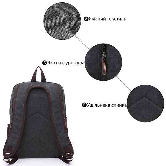 Рюкзак текстильний Vintage 20074 Чорний Київ