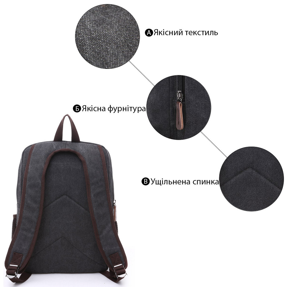 Рюкзак текстильний Vintage 20074 Чорний Київ - фото 4