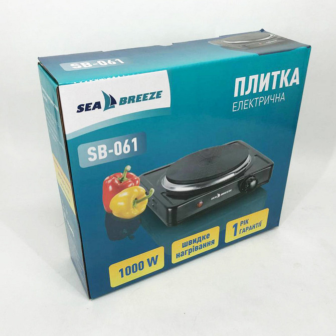 Побутова настільна плита для дому Sea Breeze SB-061 1000 Вт, Електроплита на KF-104 1 конфорку Київ - фото 2
