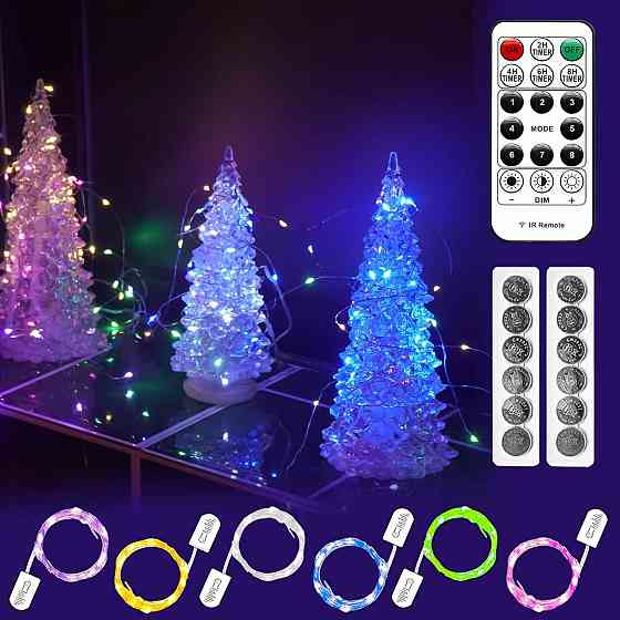 Гірлянда HXWEIYE 6 Pack Multicolor 7ft 20LED мультиколор батарейна з пультом і таймером водонепроникна для декору спальні саду Київ