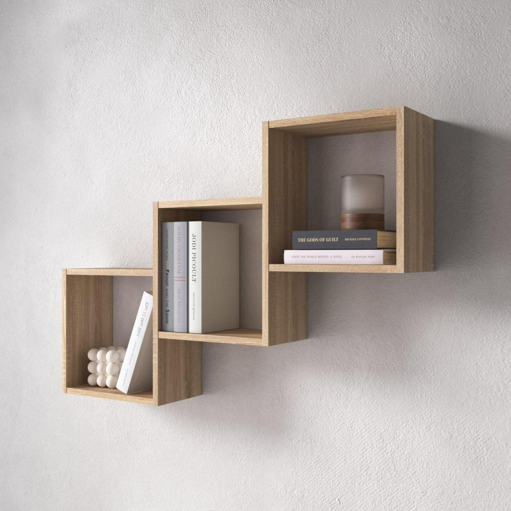 Полиця настінна VAYS M-13, на 3 комірки, ЛДСП, 98×18×66 см - для книг, декору, дому, вітальні, офісу Львів - фото 2