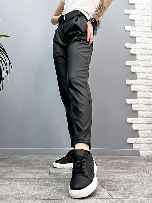 Прямі брюки з екошкіри "Arden" оптом | Розпродаж моделі Київ - фото 4