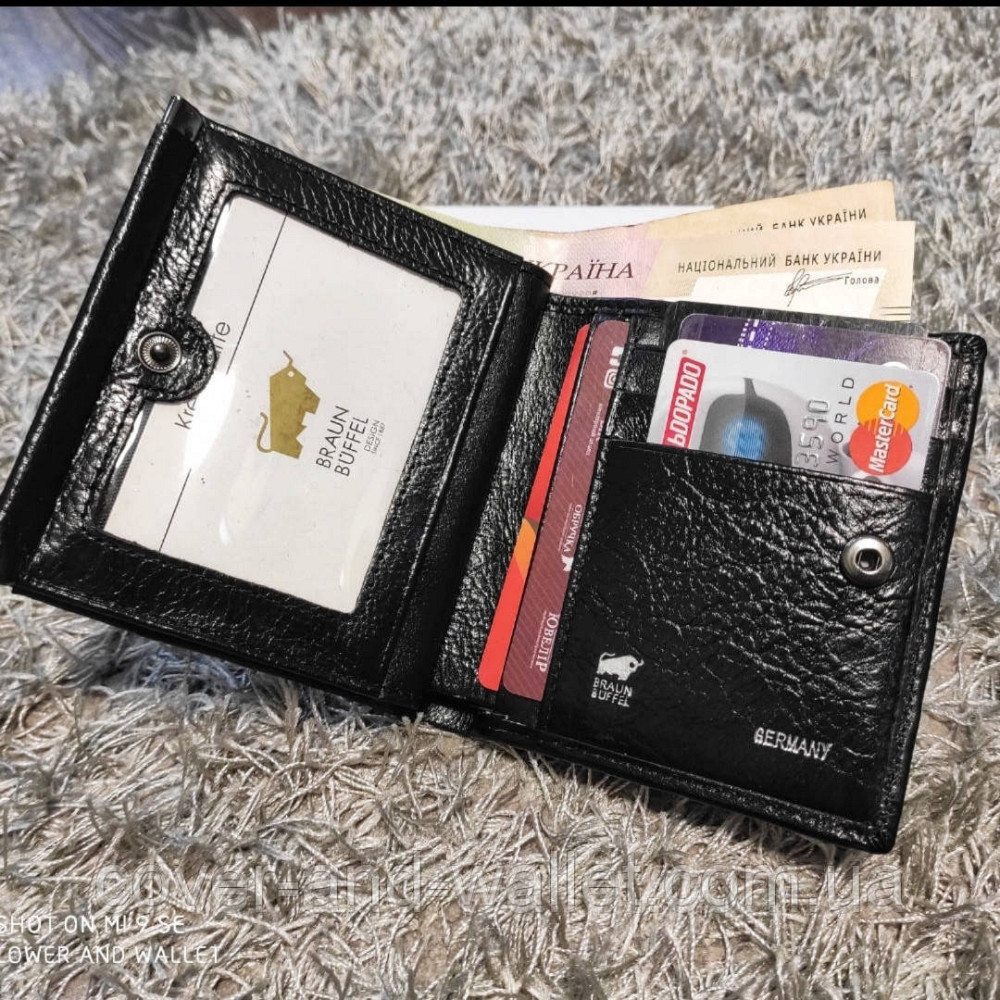 Невеликий жіночий гаманець з гладкої шкіри з монетницею Braun Buffel Чорний Київ - фото 4