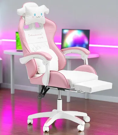 Геймерское кресло для девочек G892 | Розовое кресло с подушками и подставкой для ног Львов