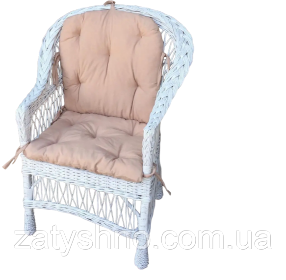 Крісло плетене з рожевою накидкою Київ - фото 1