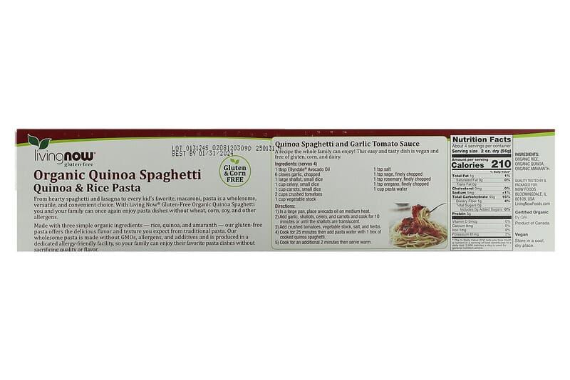 Спагетти из киноа Now Foods Quinoa Spaghetti 227 грамм Киев - изображение 2