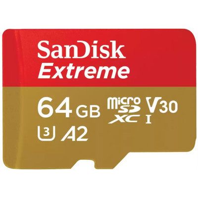 Карта пам'яті SanDisk 64GB microSD class 10 UHS-I U3 V30 Extreme (SDSQXAH-064G-GN6MN) Вінниця - фото 1