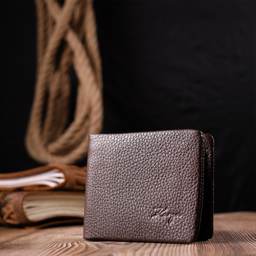 Відмінне чоловіче портмоне із зернистої шкіри KARYA 21063 Коричневий Київ - фото 9