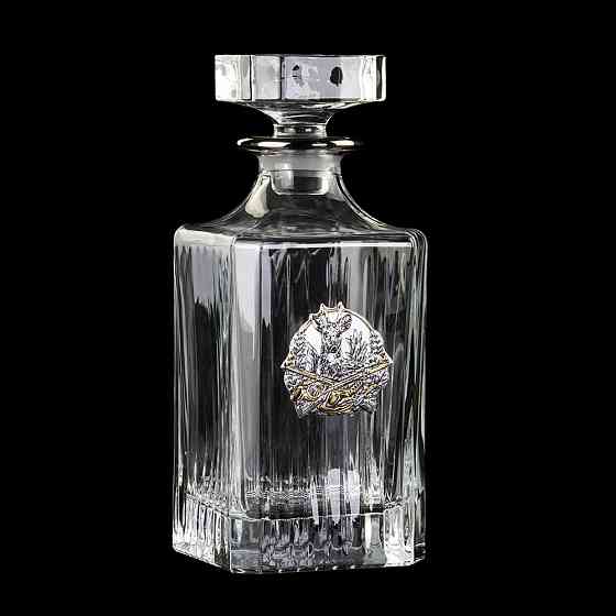 Набір для віскі «Мисливець» графин, 4 склянки кришталь, срібло, золото Рівне