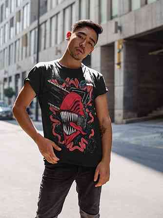 Футболка для хлопчика з аніме принтом Людина-бензопила оверсайз (зріст від 165 до 180) Чорний AnimeJ1194m Дніпро