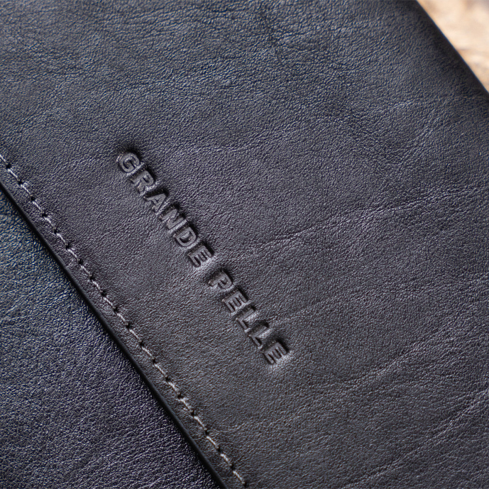 Горизонтальная барсетка-клатч мужская в гладкой коже GRANDE PELLE 11298 Черная Киев - изображение 2