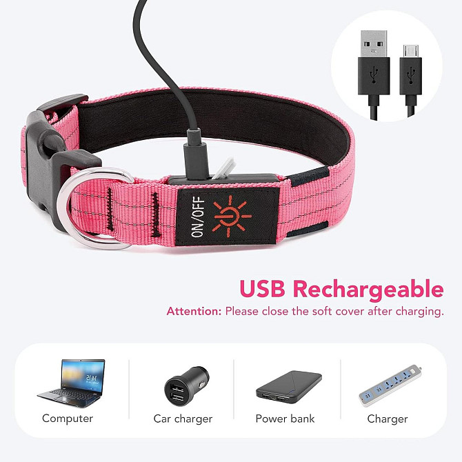 Світлодіодний нашийник для собак ChalkLit, розмір L (40-60 см), USB-акумуляторний, водонепроникний,  Київ - фото 4