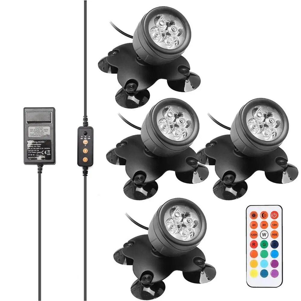 Підводний світильник для акваріума RGB 4*5V Led Київ - фото 1