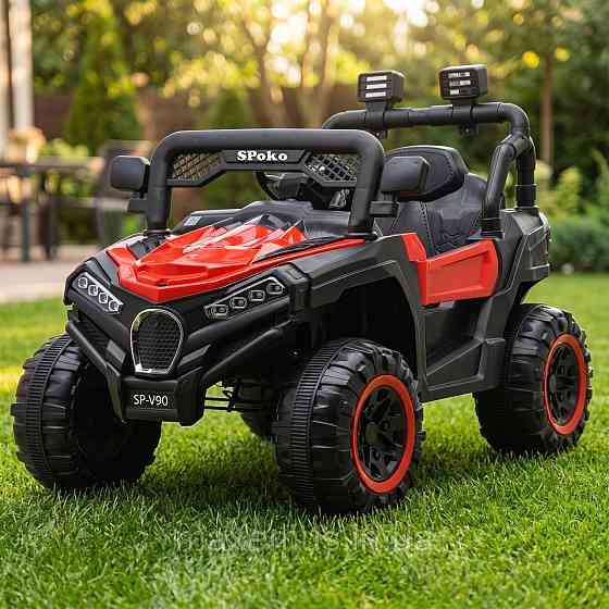 Детский электромобиль багги Spoko SP-V90 Красный двухместный с пультом управления 12V для детей 2-8 лет Мостиска