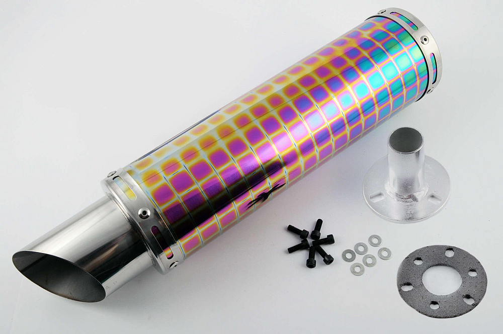 Глушник (тюнінг) 340 * 100mm, кріп. Ø48mm (нержавіюча сталь, квадрати, прямоток, mod:21) Київ - фото 1