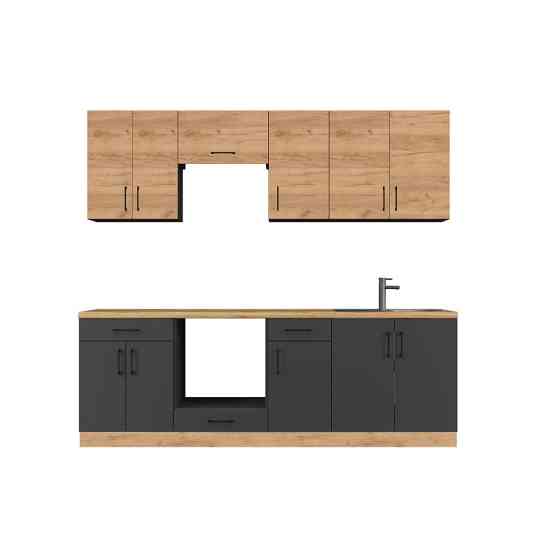 Кухня модульна Эверест Оптима набор №7 Дуб крафт золотой+Антрацит 2,4 м (без столешницы) (DTM-5720) Львов