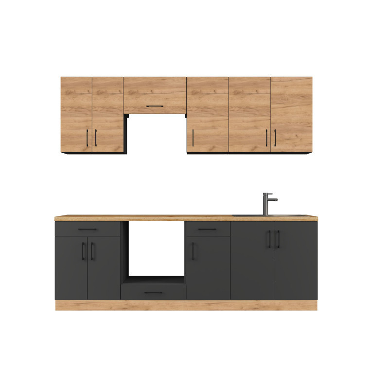 Кухня модульна Эверест Оптима набор №7 Дуб крафт золотой+Антрацит 2,4 м (без столешницы) (DTM-5720) Львов - изображение 2