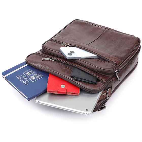 Сумка чоловіча з ручкою для перенесення в руці з натуральної шкіри Коричневий (Vintage) Київ