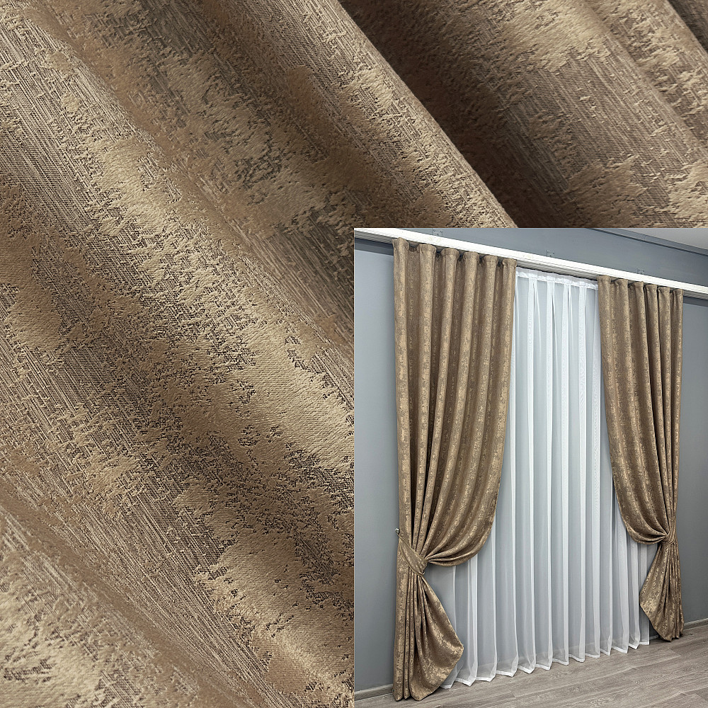Комплект готовых штор VR-Textil Жаккард Sultan YL № 1207ш Капучино 150х270 см 2 шт (33-0042) Киев - изображение 1