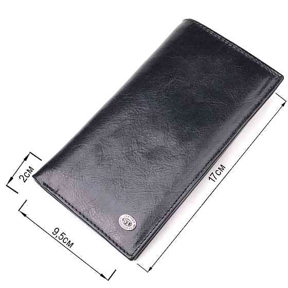 Вертикальний гаманець для чоловіків із натуральної шкіри ST Leather 19420 Чорний Київ