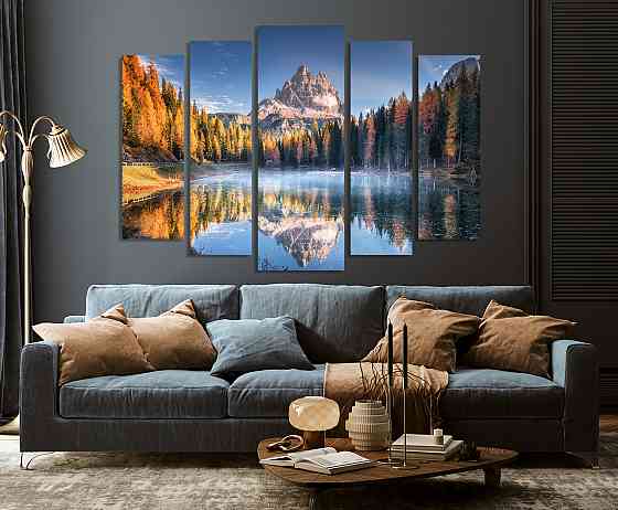 Модульна картина у вітальню/ спальню Озеро над горами LM004_5 110x160 см Київ