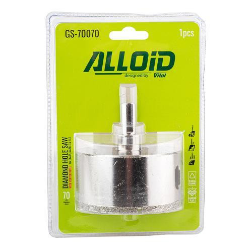 Свердло корончате алмазне по склу та кераміці 70мм з центрувальним свердлом Alloid Одеса - фото 4