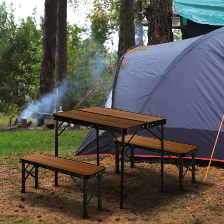 Стіл туристичний розкладний Outtec + 2 лавки коричневий Киев - изображение 2