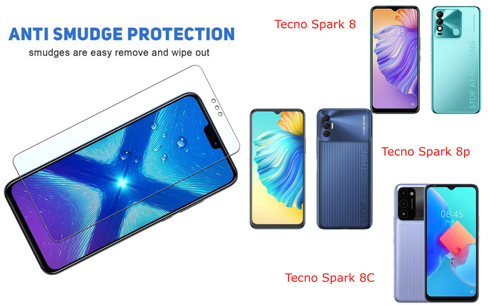 Защитное стекло NeoGlass для Tecno Spark 8, Spark 8p, Spark 8C – ультрапрозрачное и устойчивое Киев - изображение 3
