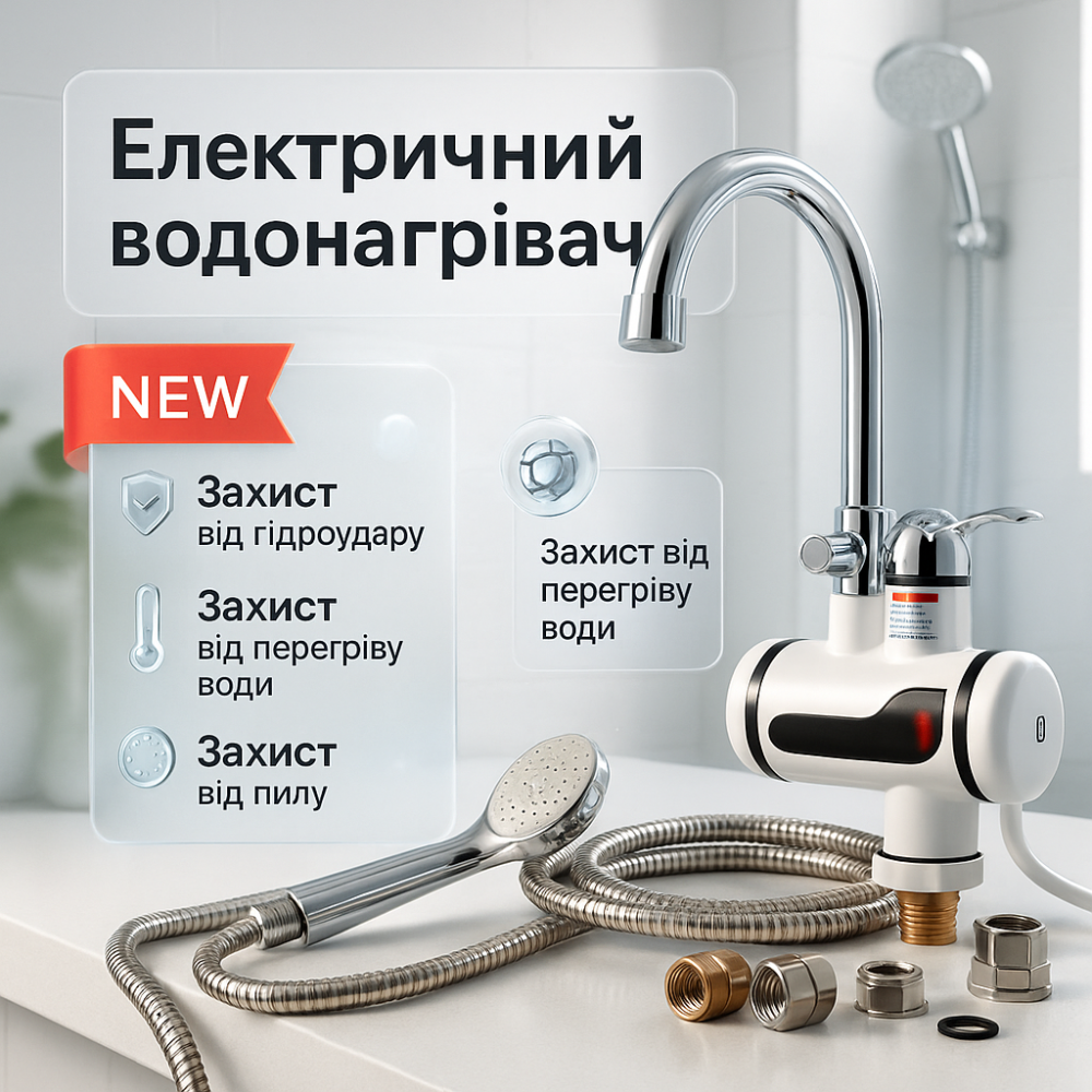 Електричний нагрівальний кран DIGITAL, Кран змішувач з підігрівом води проточний нагрівач IV-81 Львів - фото 13