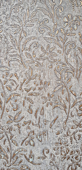 Шпалери вінілові на флізеліні Marburg Aura метрові маленькі квіти золотисті на коричневому структурні Київ - фото 3