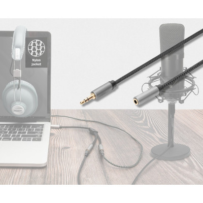 Кабель мультимедійний 3.5mm M to 3.5mm F 3.0m Digitus (DB-510210-030-S) Вінниця - фото 5