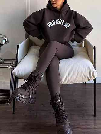 Жіночий стильний теплий костюм худі+лосини трьохнитка+мікродайвінг на флісі Одеса