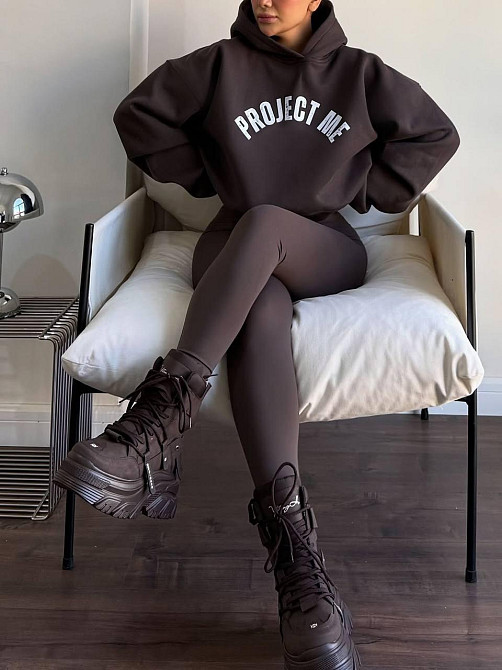 Жіночий стильний теплий костюм худі+лосини трьохнитка+мікродайвінг на флісі Одеса - фото 5