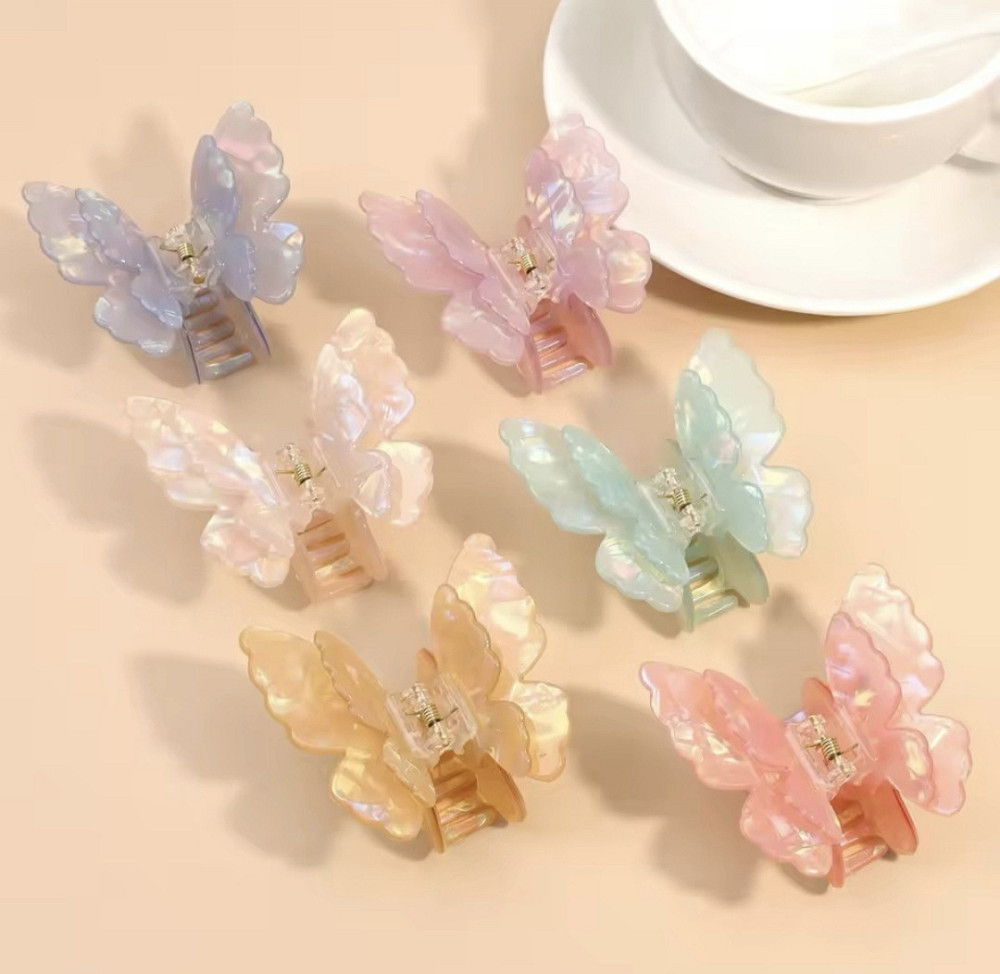 Заколка-крабік метелик з подвійними крильцями Пурпуровий Смела - изображение 7