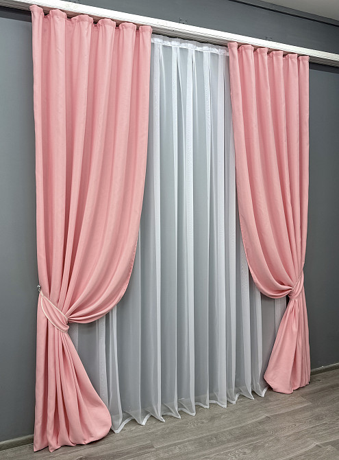 Комплект готових штор VR-Textil Жакард Ібіца № 1732ш Рожевий 100х285 см 2 шт (31-809) Київ - фото 3