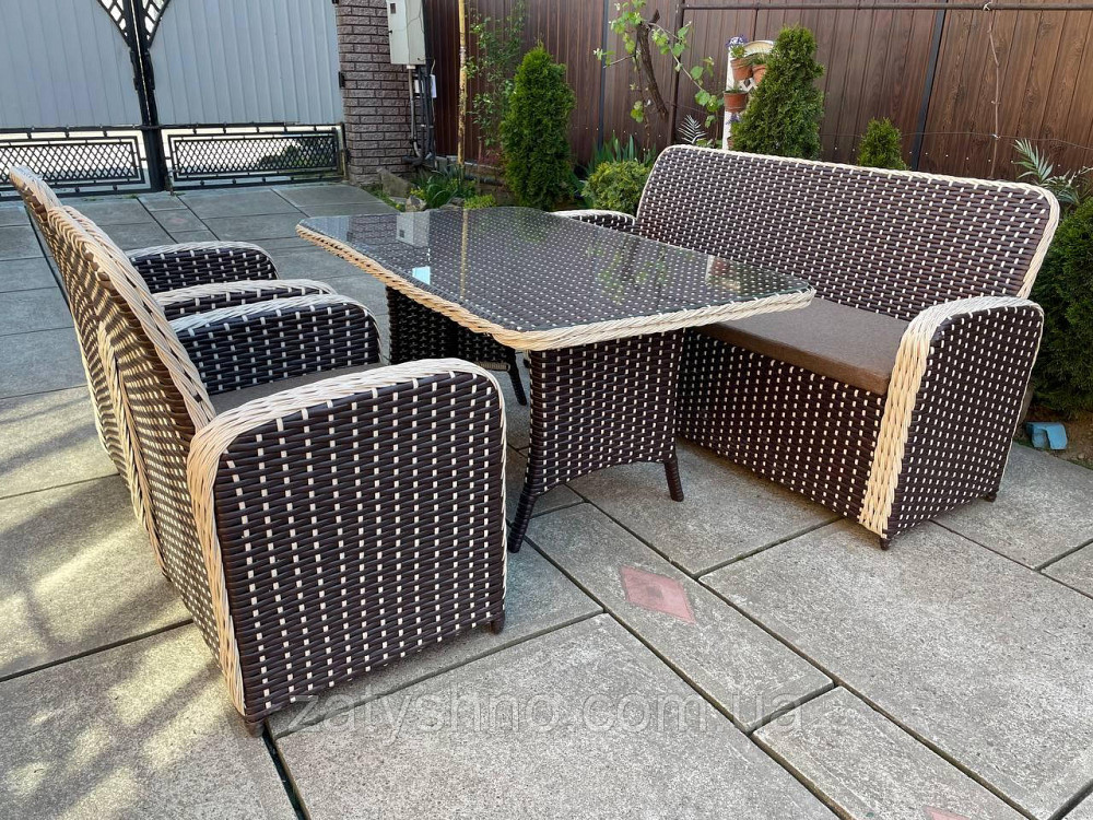 Ротангові меблі зі столом зі склом та подушками Київ - фото 8
