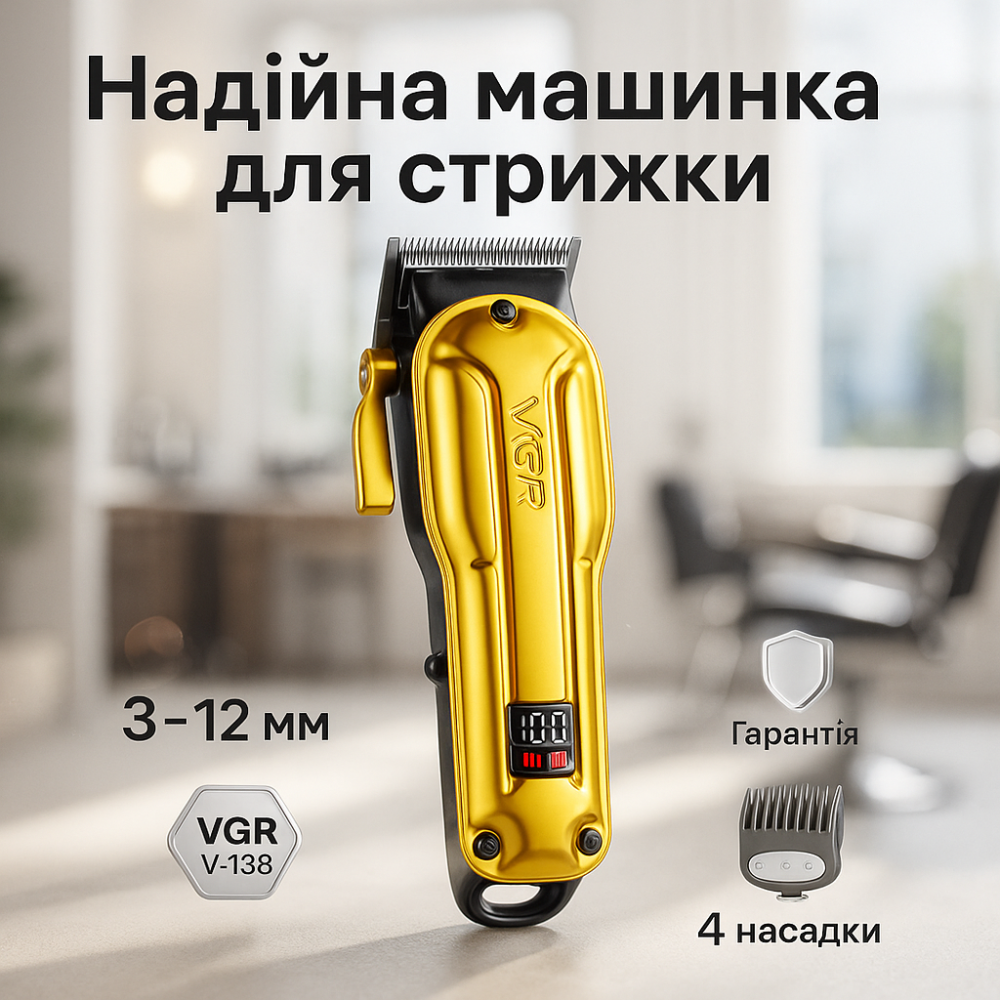 Машинка для підстригання VGR, Професійна електрична машинка для стрижки, Професійний тример з насадками ZS-60 Львів - фото 15