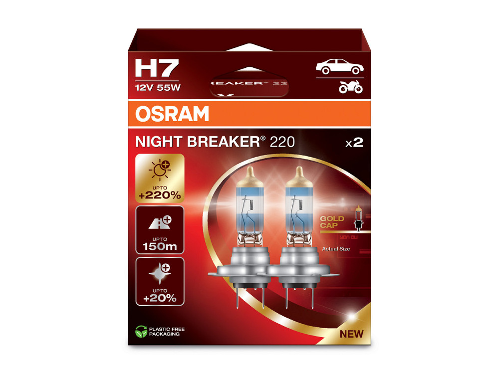 Комплект галогенових ламп OSRAM H7 64210NB220-2HB Night Breaker +220% 55W 12V PX26d (2 шт) Харків - фото 3