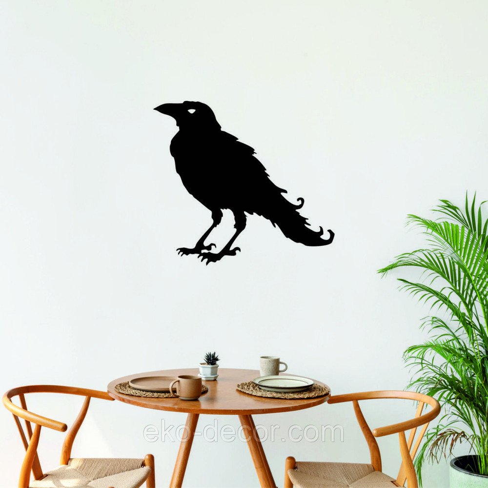 Декоративное настенное Панно «Ворон» Декор на стену 70*63 см, Черный Киев - изображение 6