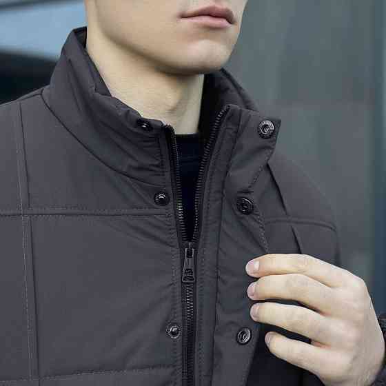 Темно-серая мужская куртка демисезонная без капюшона Pobedov Axmont Киев