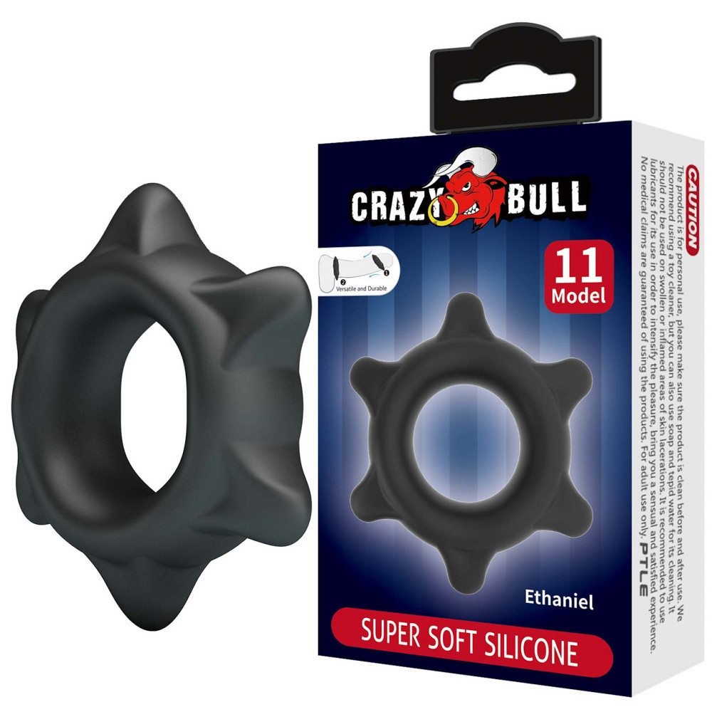 Силиконовое эрекционное кольцо Crazy Bull Ethaniel, черное Sex Aura Киев - изображение 1